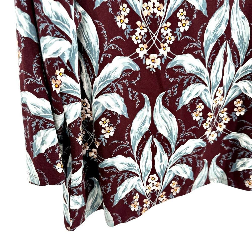 Ann Taylor Sz XL Maroon Floral Pretty Formal Soft Cozy Blouse Shirt Top Lounge - Picture 4 of 8